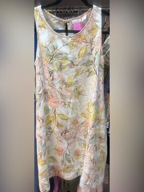 Cottage core beach boho Pink and Tan Floral dress